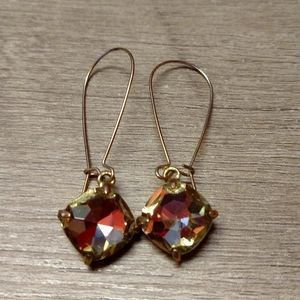 Faux Yellow Diamonds. Catches Light and Gives Off Other Colors. Dangling Earring